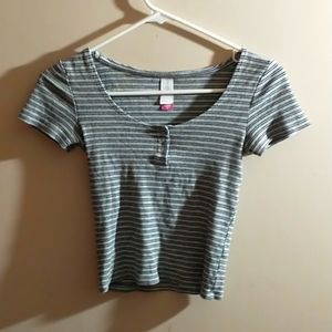 Grey striped crop top